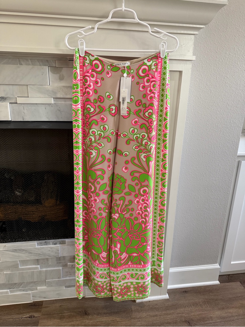 Trina Turk Vibrant Pink & Lime Floral Palazzo Pants